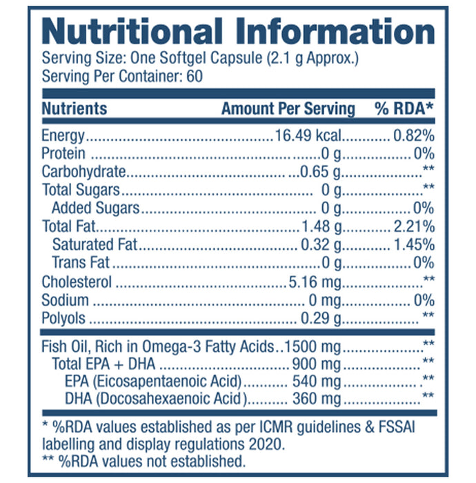 GNC Triple Strength Fish Oil Soft Gelatin Capsules with Omega 3 Fatty Acids | For Heart, Brain, Skin, Eye & Joint Health