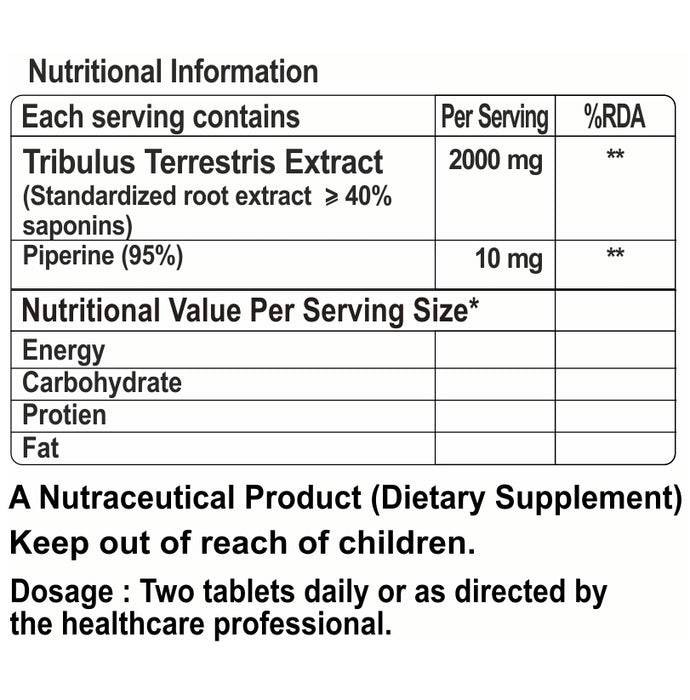 Goa Nutritions Tribulus Terrestris 2000mg Tablet Sugar Free