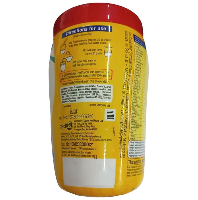 GRD Whey Protein with Fibres | Sugar Free | Flavour Powder Vanilla