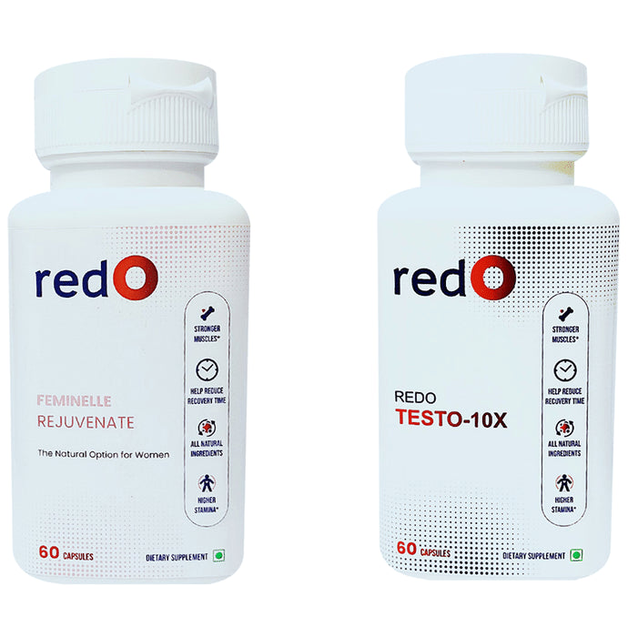 Redo Combo Pack of Feminelle Rejuvenate Capsule & Testo 10X Capsule (60 Each) - Classic Derma