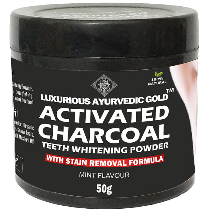 Luxurious Ayurvedic Gold Activated Charcoal Teeth Whitening Powder Mint - Classic Derma