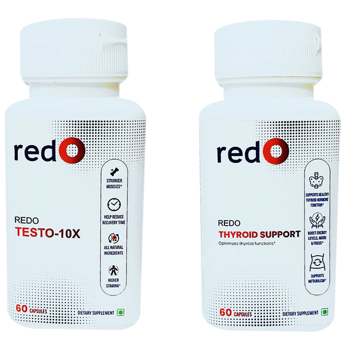 Redo Combo Pack of Testo 10X Capsule & Thyroid Support Capsule (60 Each) - Classic Derma