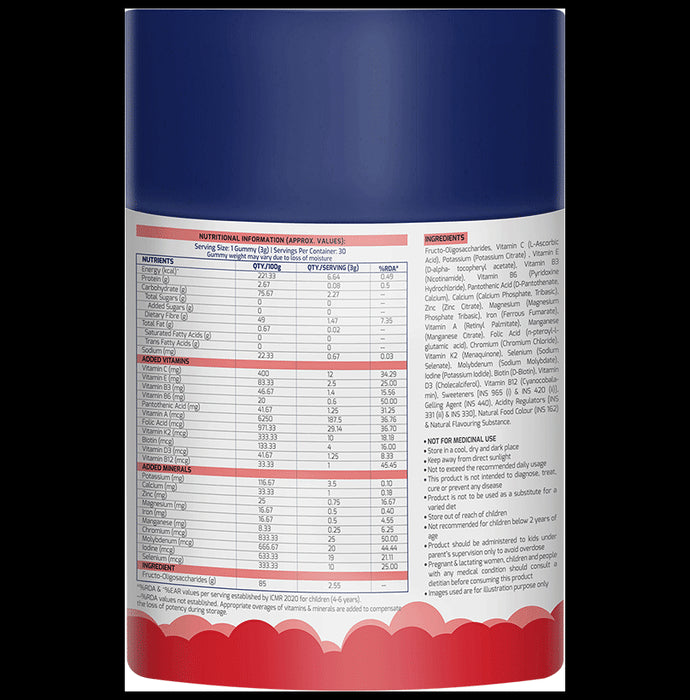 Gritzo Combo Pack of Supermilk for 7-12 Yrs Girls Height+ Double Chocolate Flavour (1kg) and Super Gummies Multivitamins for Kids Natural Strawberry Flavour (30)