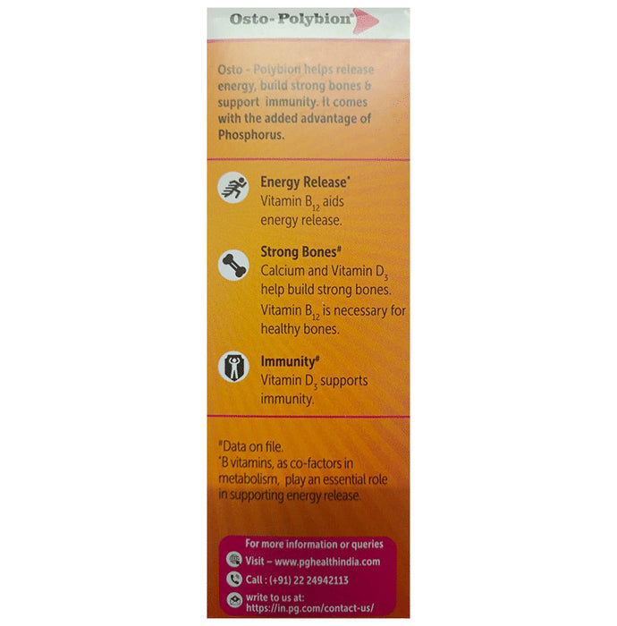 Osto-Polybion Oral Suspension with Calcium & Vitamins for Energy, Immunity & Bones | Flavour Strawberry