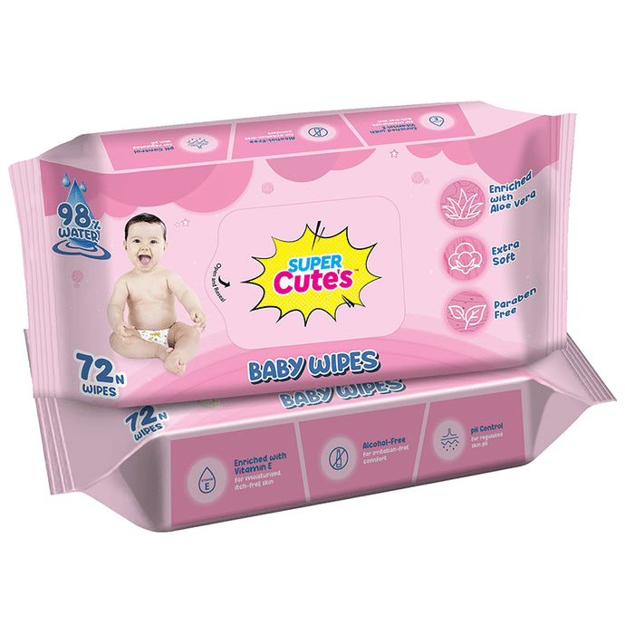 Super Cute's Baby Wipes (72 Each) - Classic Derma