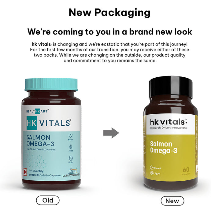 Healthkart HK Vitals Salmon Omega 3 Fish Oil for Heart, Joint & Brain Health | Soft Gelatin Capsule