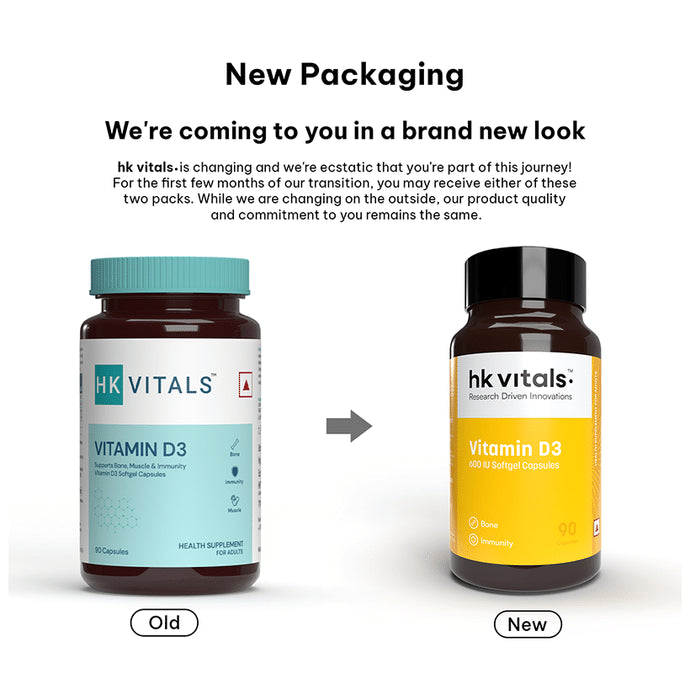 Healthkart HK Vitals Vitamin D3 for Bones, Immunity & Muscles | Soft Gelatin Capsule