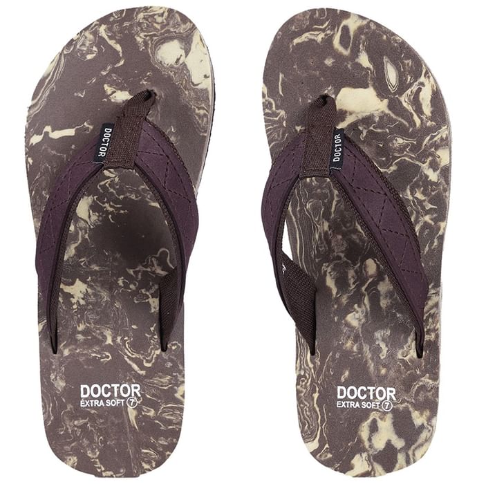 Doctor Extra Soft D29 Orthopaedic | Diabetic | Stylish | Comfortable | MCR |Anti-Skid | Rubber Flip-Flop for Men Brown 13 - Classic Derma