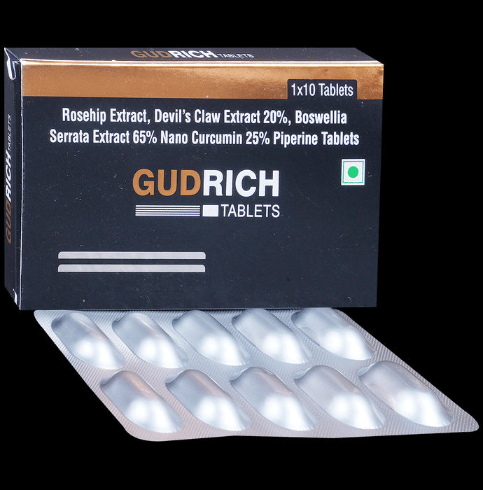 Gudrich Tablet with Rosehip, Boswellia, Curcumin & Piperine - Classic Derma