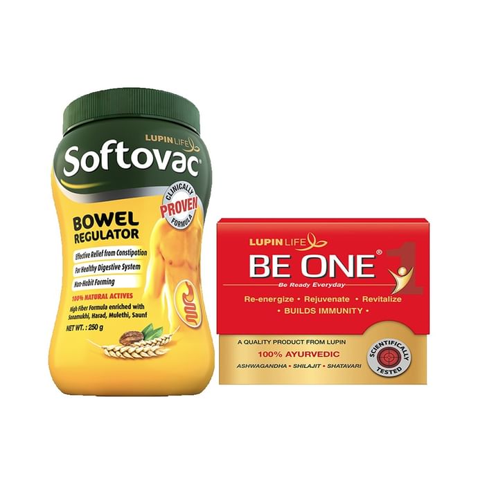 Combo Pack of Softovac Bowel Regulator Powder 250gm & Lupin Life Be One Capsule (10) - Classic Derma