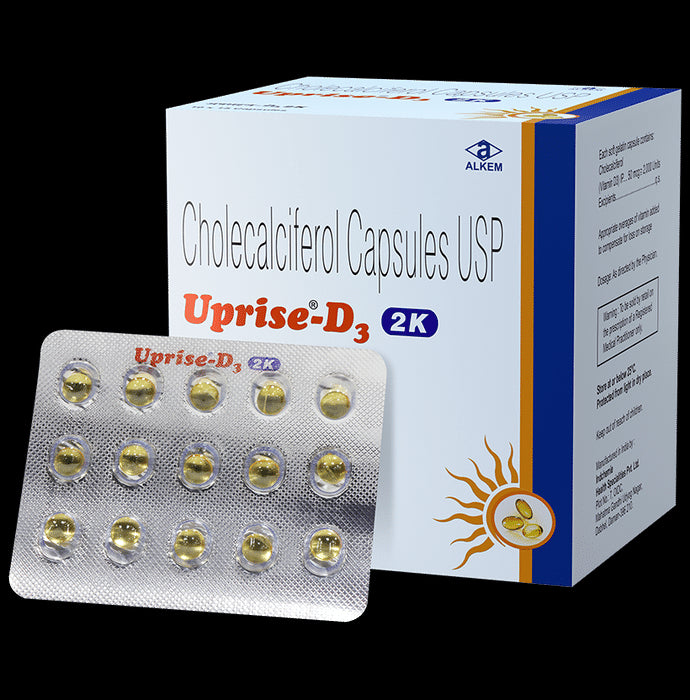 Uprise-D3 Cholecalciferol 2K Soft Gelatin Capsule | For Bone & Joint Health - Classic Derma
