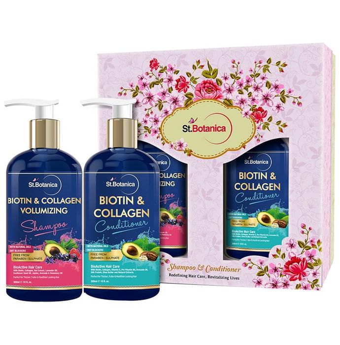St.Botanica Combo Pack of Biotin & Collagen Volumizing Shampoo & Biotin & Collagen Conditioner (300ml Each) - Classic Derma