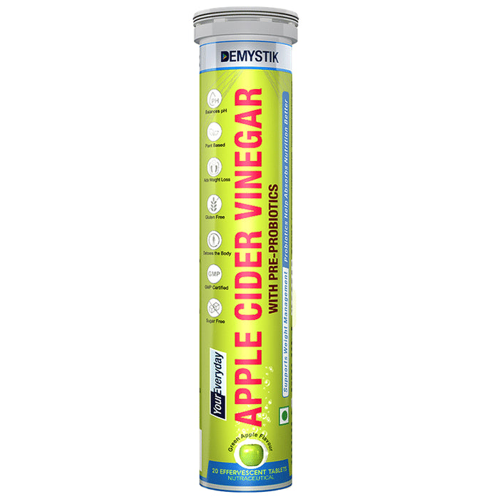 Demystik Apple Cider Vinegar with Pre-Probiotics Effervescent Tablet Green Apple - Classic Derma