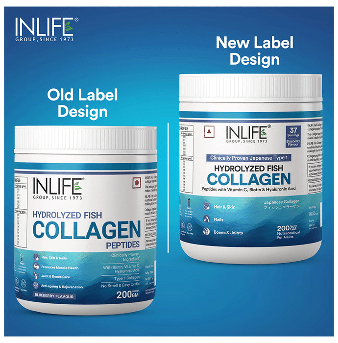 Inlife Japanese Marine Collagen Supplements| Fish Collagen Powder for Skin & Hair Blueberry