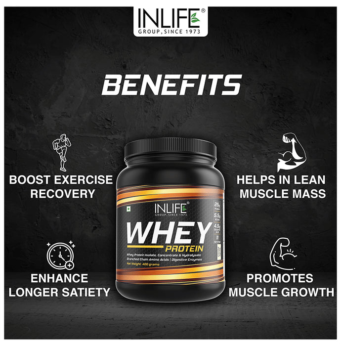 Inlife Whey Protein Powder | With Digestive Enzymes for Muscle Growth | Flavour Vanilla