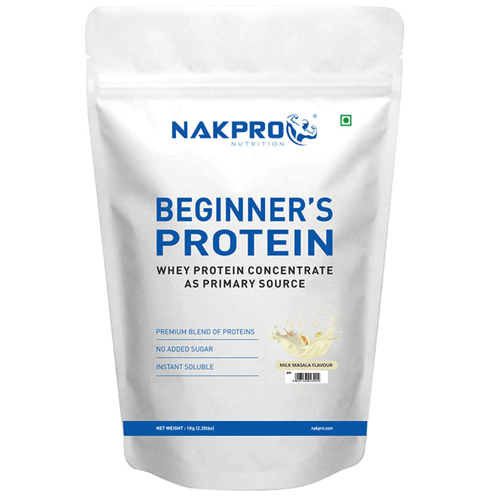 Nakpro Nutrition Beginner's Protein Whey Protein Concentrate (1kg Each) Milk Masala - Classic Derma