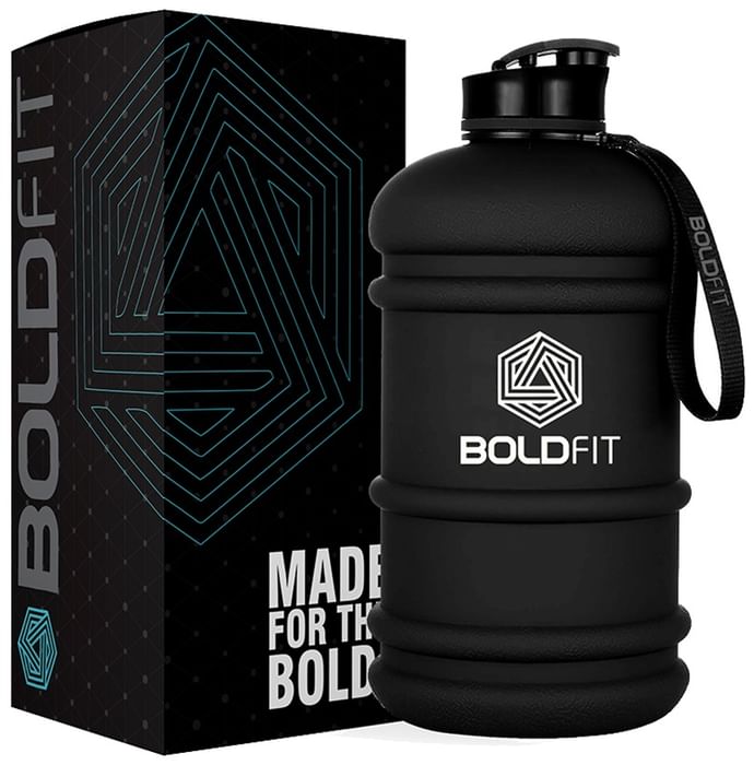 Boldfit Gym Gallon Water Jug Bottle Gloss Black - Classic Derma