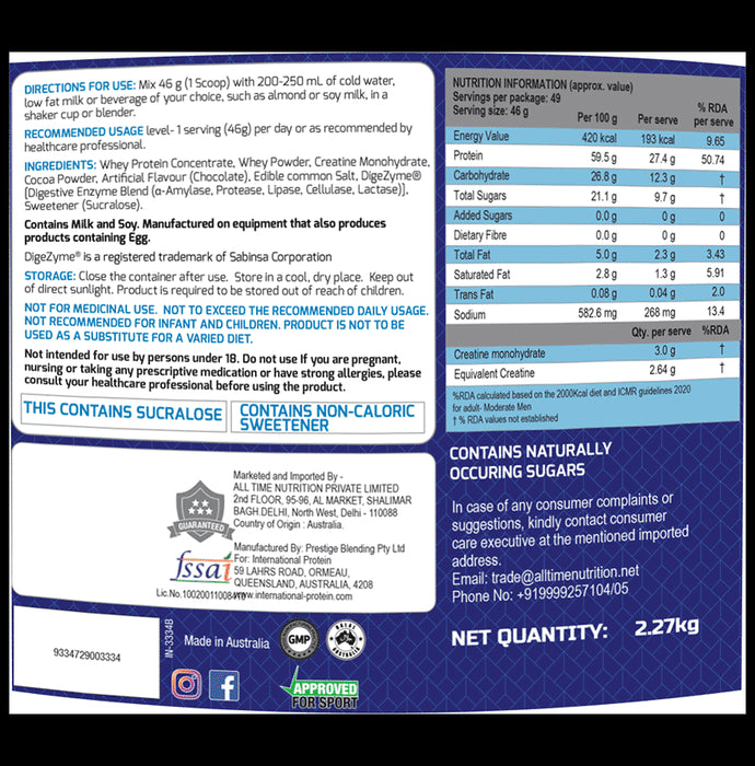 International Protein Grow A Whey Protein Powder Chocolate