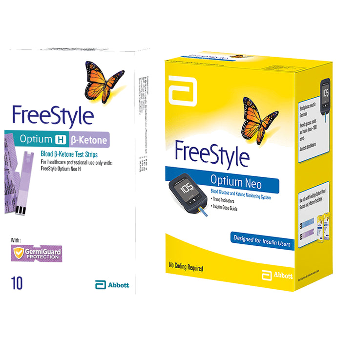 FreeStyle Optium Neo Blood Glucose and Ketone Monitoring System with 10 FreeStyle Optium H ?-Ketone Test Strip - Classic Derma