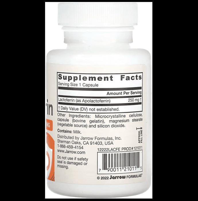 Jarrow Formulas Freeze Dried Lactoferrin 250mg Capsule | Promotes Iron Absorption & Immunity