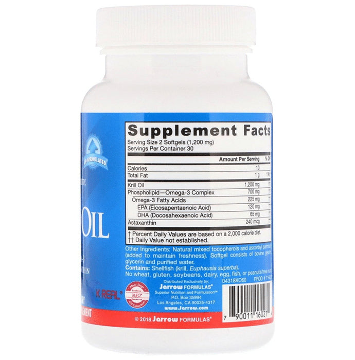Jarrow Formulas Krill Oil Omega 3 Soft Gelatin Capsule