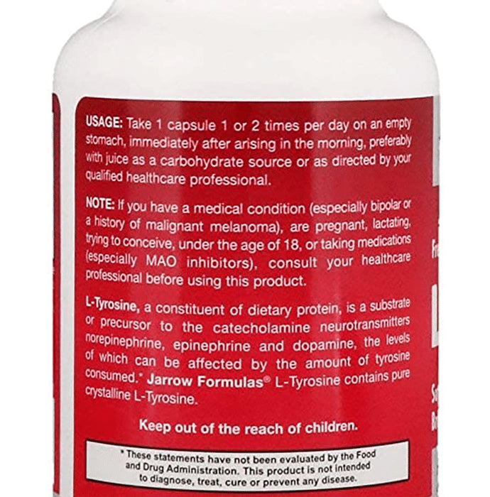 Jarrow Formulas L-Tyrosine 500mg Capsule | Supports Brain Function
