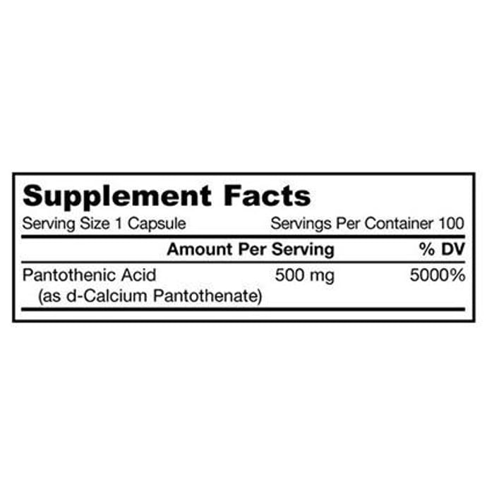 Jarrow Formulas Pantothenic Acid B5 500mg Capsule | For Energy Production