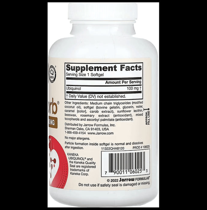 Jarrow Formulas Ubiquinol QH-Absorb 100mg Softgel | For Cardiovascular Health & Antioxidant Support