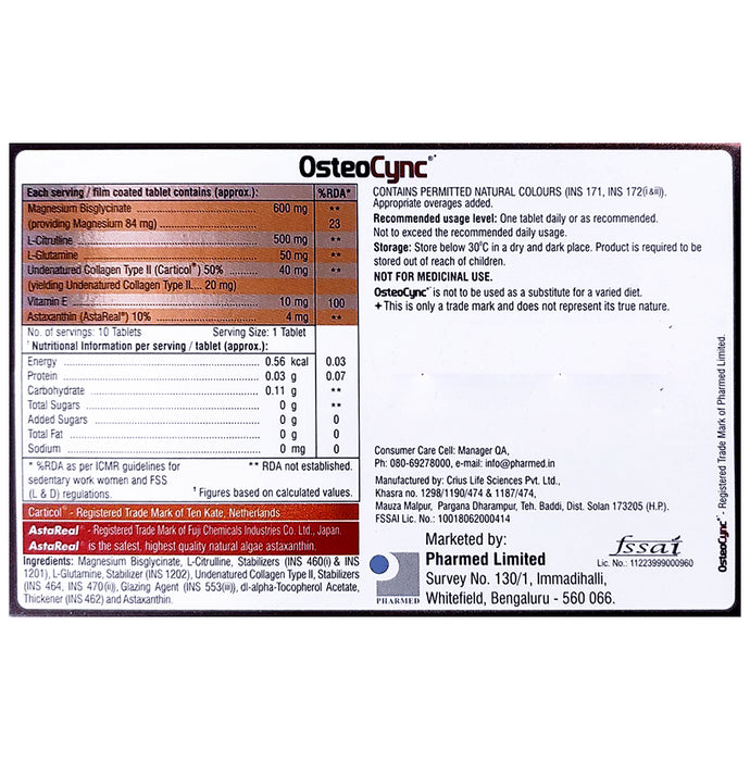 Osteocync Tablet with Collagen, Magnesium, Glutamine & Vitamin E | For Joint Health | Minerals & Vitamins Blend