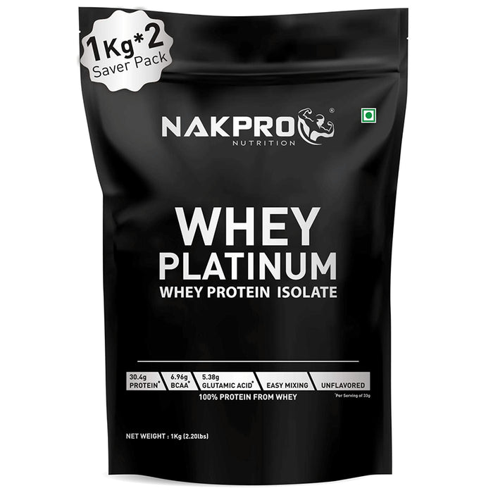 Nakpro Nutrition Whey Platinum Whey Protein Isolate (1kg Each) Unflavored - Classic Derma