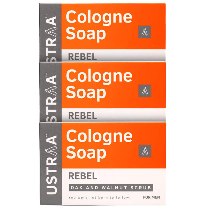Ustraa Rebel Oak and Walnut Scrub Cologne Soap for Men (125gm Each) - Classic Derma