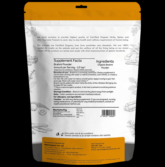 Just Jaivik Organic Brahmi Powder