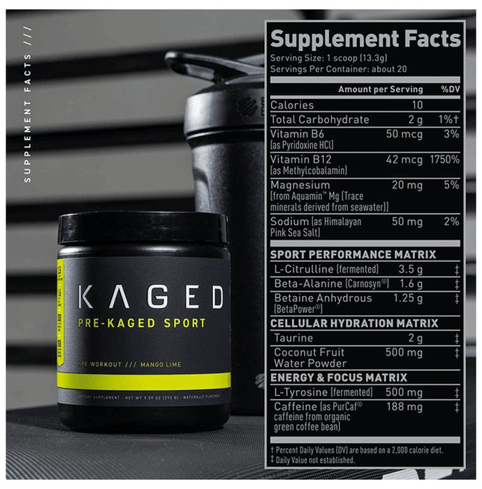 Kaged Muscle Pre-Kaged Sports Powder Mango Lemon
