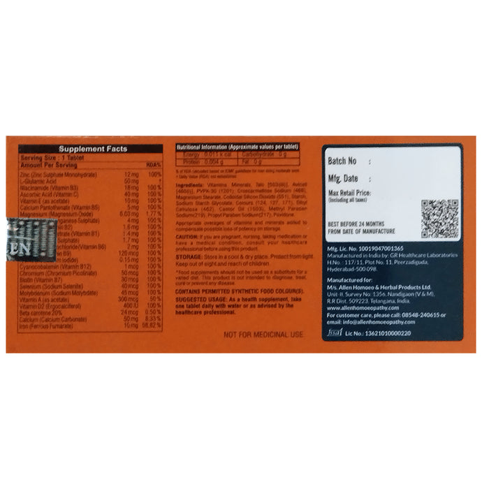 Allen Nutraceutical Multi Vitamins with Minerals | For Immunity, Energy Metabolism & Nutritional Support | Tablet