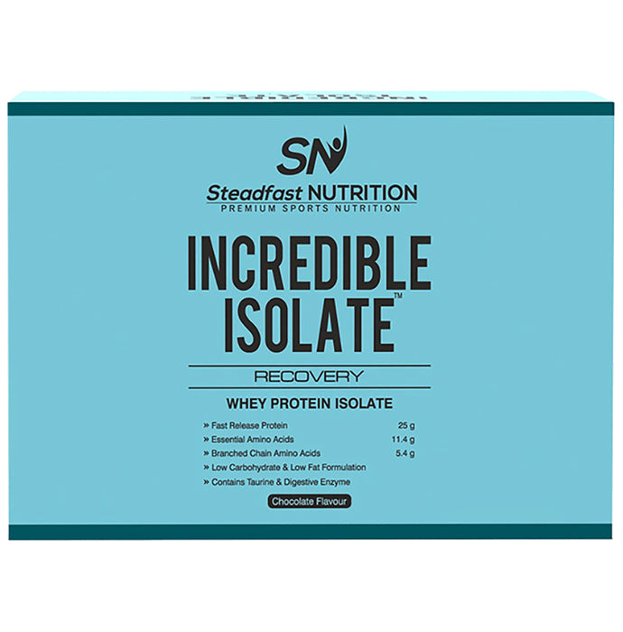 Steadfast Nutrition Incredible Isolate Recovery Whey Protein Isolate Sachet (30gm Each) Chocolate - Classic Derma