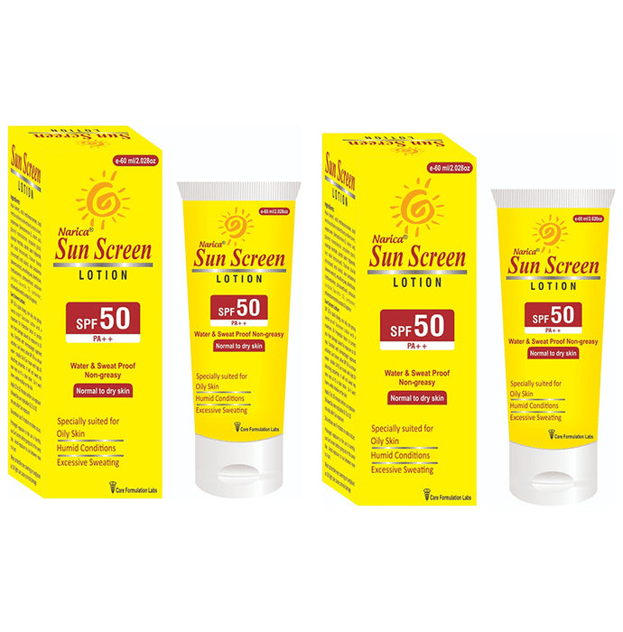 Narica Sun Screen Lotion (60ml Each) SPF 50 PA++ - Classic Derma