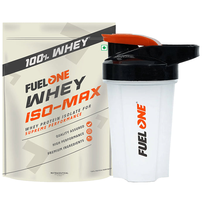 Fuel One Whey Iso-Max Whey Protein Isolate Powder Unflavored with 500ml Shaker - Classic Derma