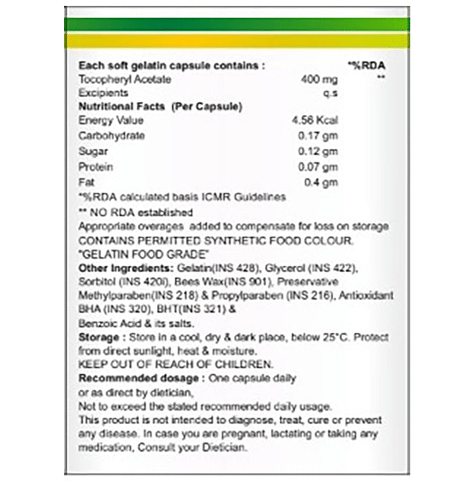 Alloes Vitamin E 400mg | Softgel Capsule for Skin, Hair & Antioxidant Support