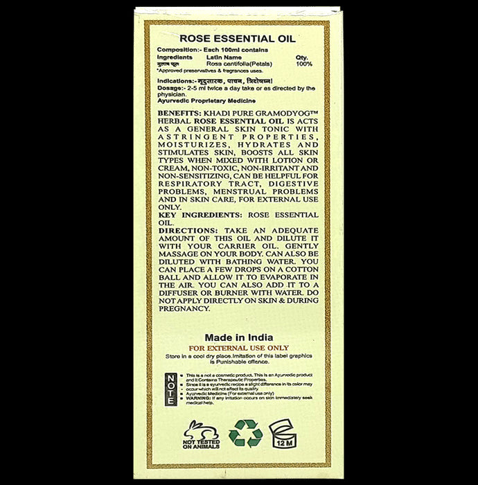 Khadi Pure Rose Essential Oil (15ml Each)