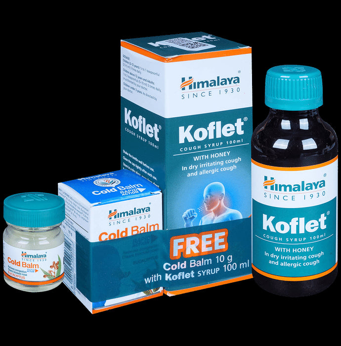 Himalaya Koflet Cough Syrup 25% Honey with 10gm Cold Balm Free - Classic Derma
