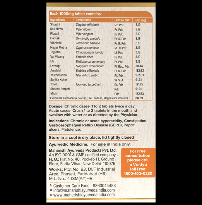 Maharishi Ayurveda Amlant Tablet | Restores Acid Balance & Supports Digestive Health