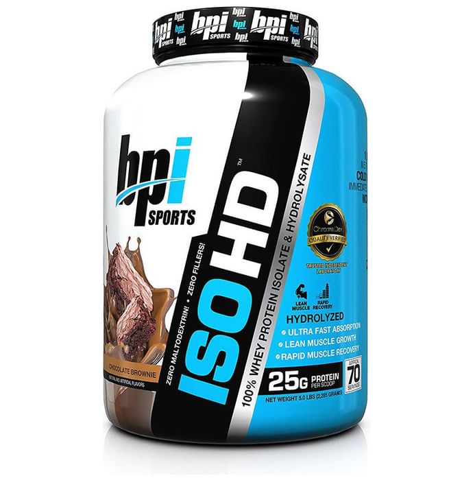 BPI Sports ISO HD 100% Whey Protein Isolate & Hydrolysate Chocolate Brownie - Classic Derma