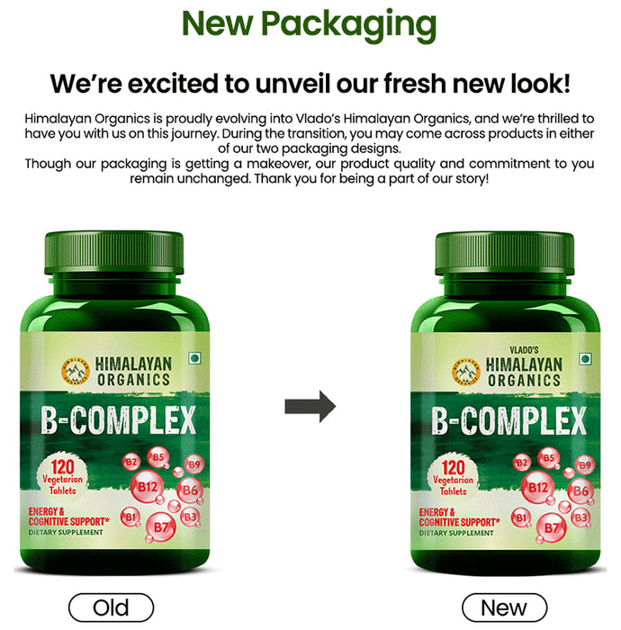 Himalayan Organics B-Complex for Energy & Brain Health | Veg Tablet