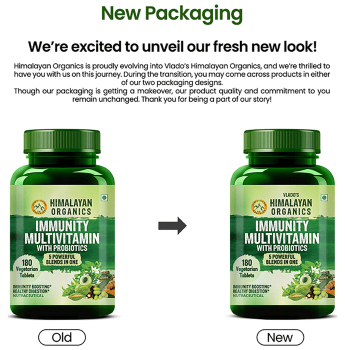 Himalayan Organics Immunity Multivitamin with Probiotics for Digestion & Gut Health | Veg Tablet