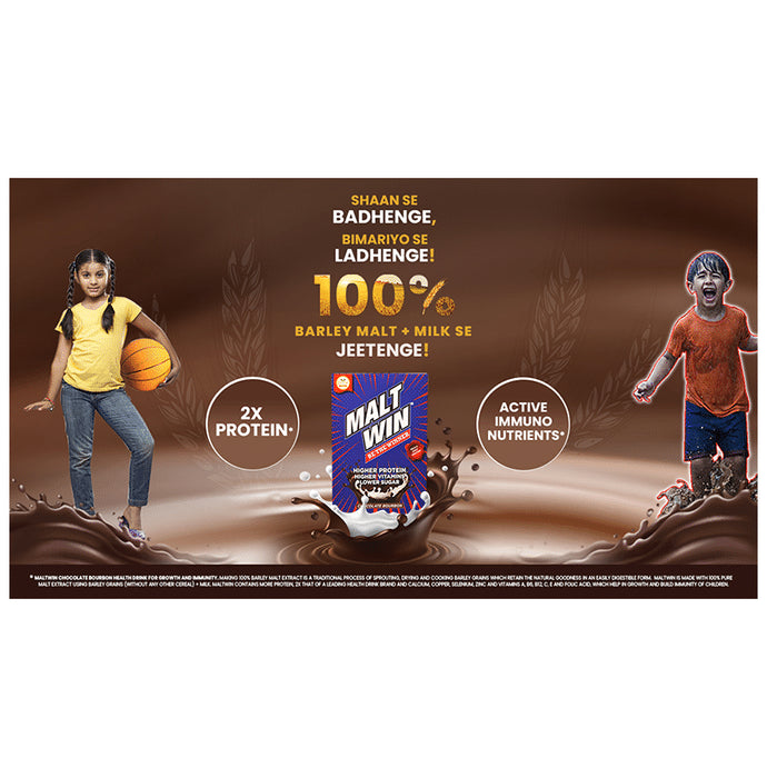 Maltwin Drink for Kids - 100% Barley Malt & Milk for Growth & Immunity Powder Chocolate Bourbon