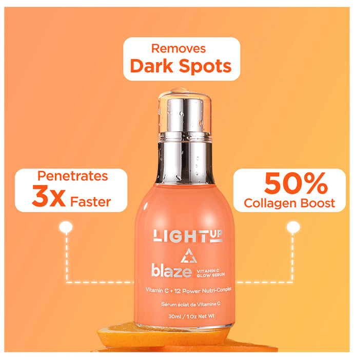 Light Up Blaze Vitamin C Glow Serum for Glowing Skin | Fades Pigmentation & Dullness | Vitamin C, Hyaluronic Acid & Alpha Arbutin