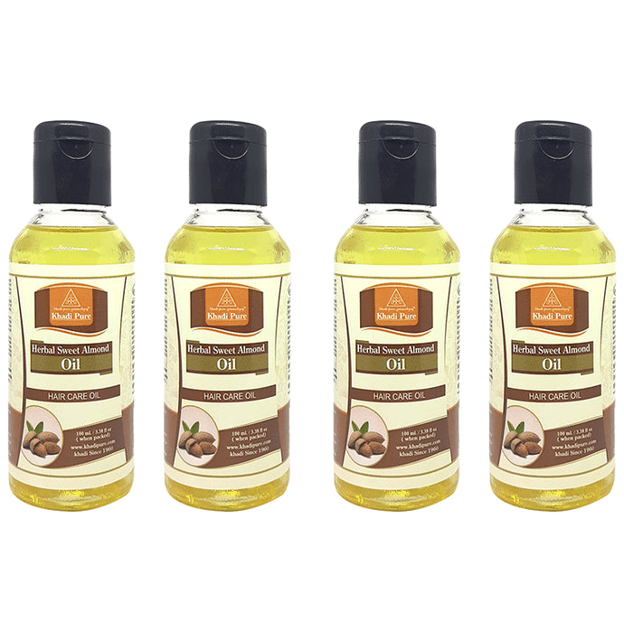 Khadi Pure Herbal Sweet Almond Oil (100ml Each) - Classic Derma