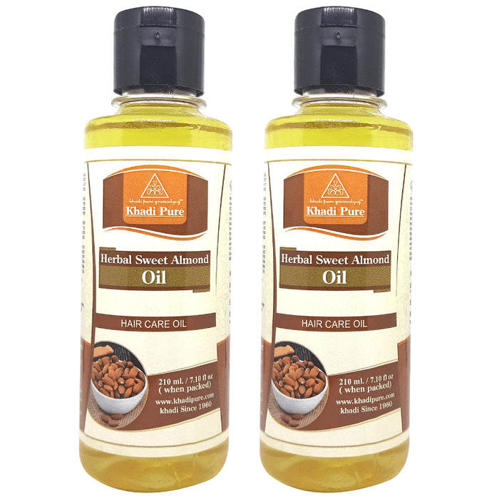 Khadi Pure Herbal Sweet Almond Oil (210ml Each) - Classic Derma