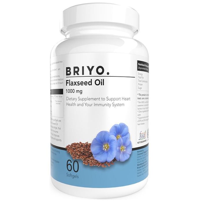 Briyo Flaxseed Oil 1000mg, Softgels | ALA Omega-3, Omega-6, and Omega-9 - Classic Derma