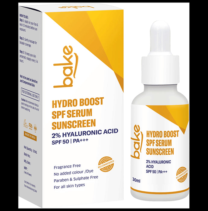 Bake Hyaluronic Serum Sunscreen SPF 50 PA+++ with Niacinamide & Willowbark Extract - Classic Derma